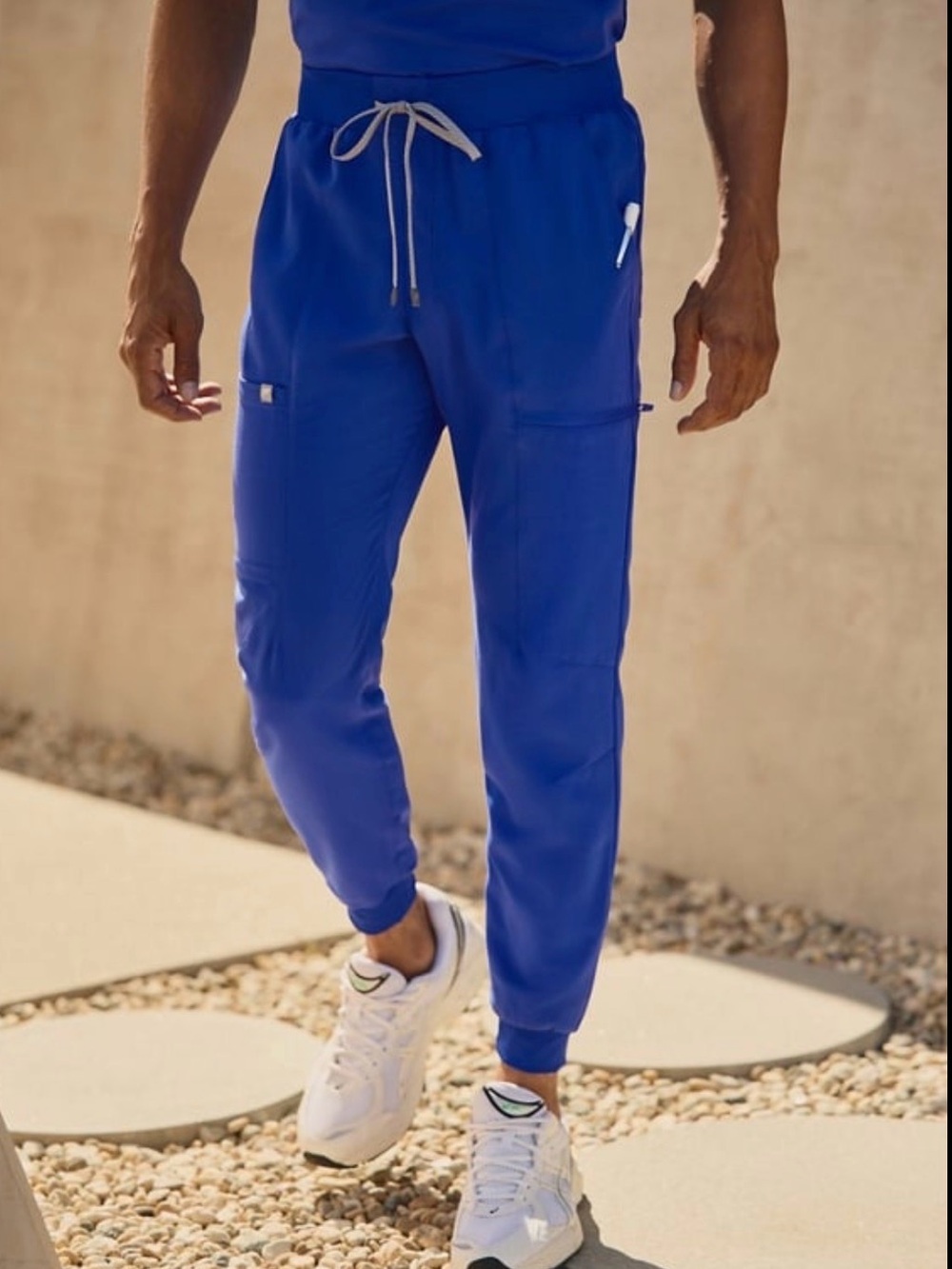 Fabletics Men's Scrub Joggers - Navy Blue Drawstring